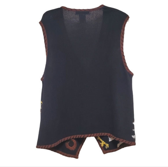 Vintage Embroidered Knit Vest Zip Up Animal Leopard Zebra - Picture 4 of 16